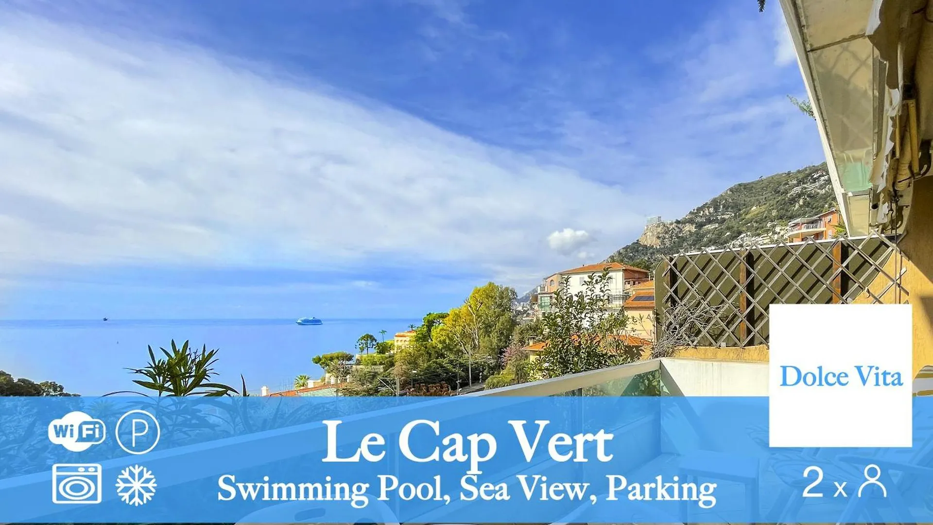 Le Cap Vert 2Pers Vista Mare Piscina Parcheggio Roquebrune-Cap-Martin